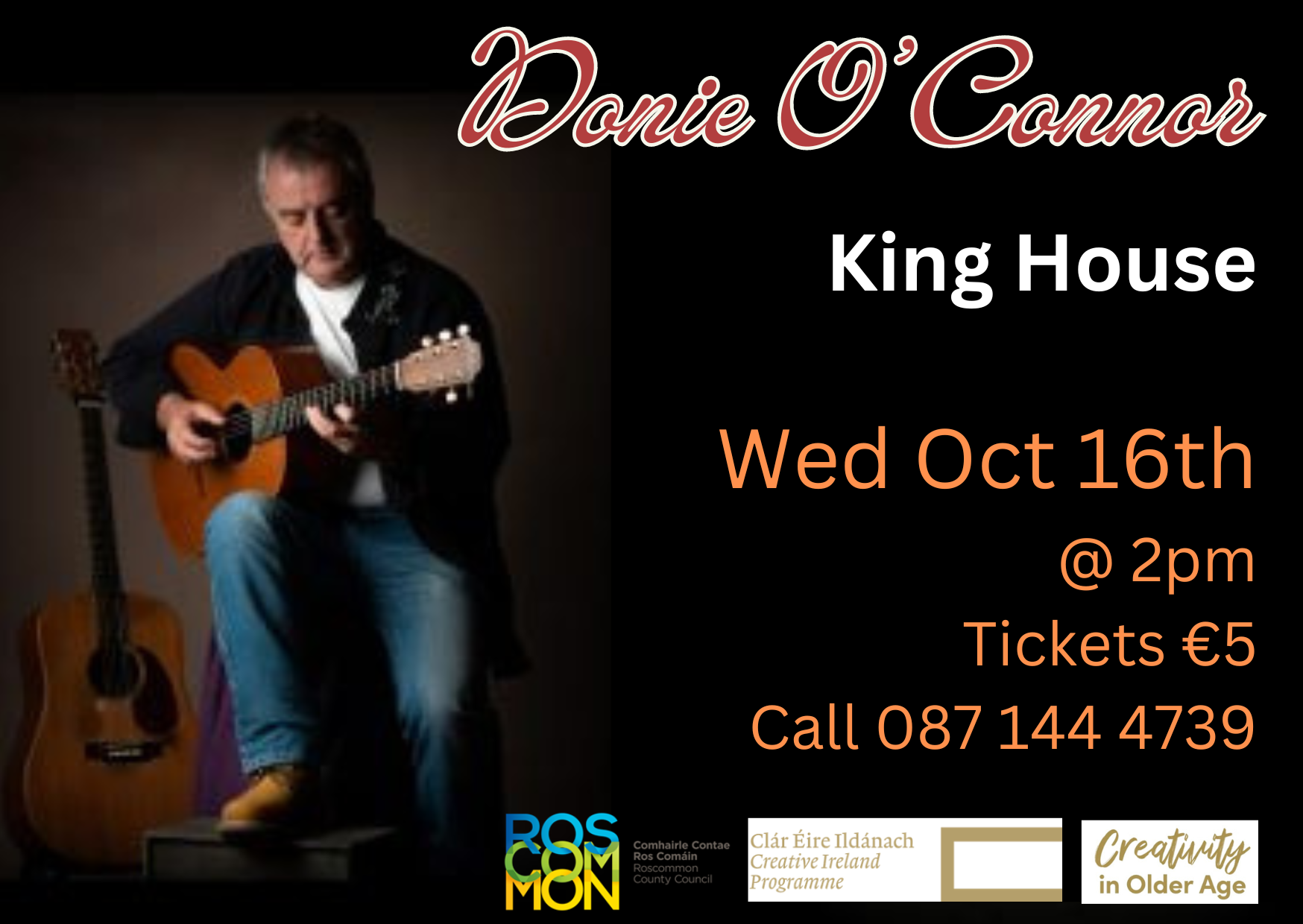 Donie O'Connor King House Boyle Wd Oct 16th at 2pm Cultural Companions