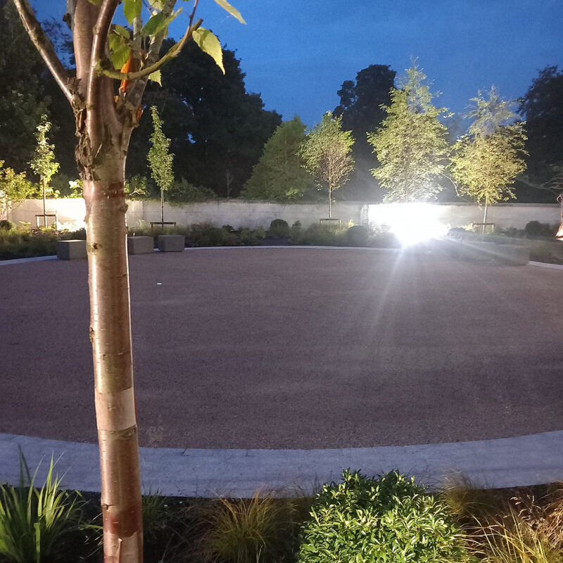 King House Garden at night